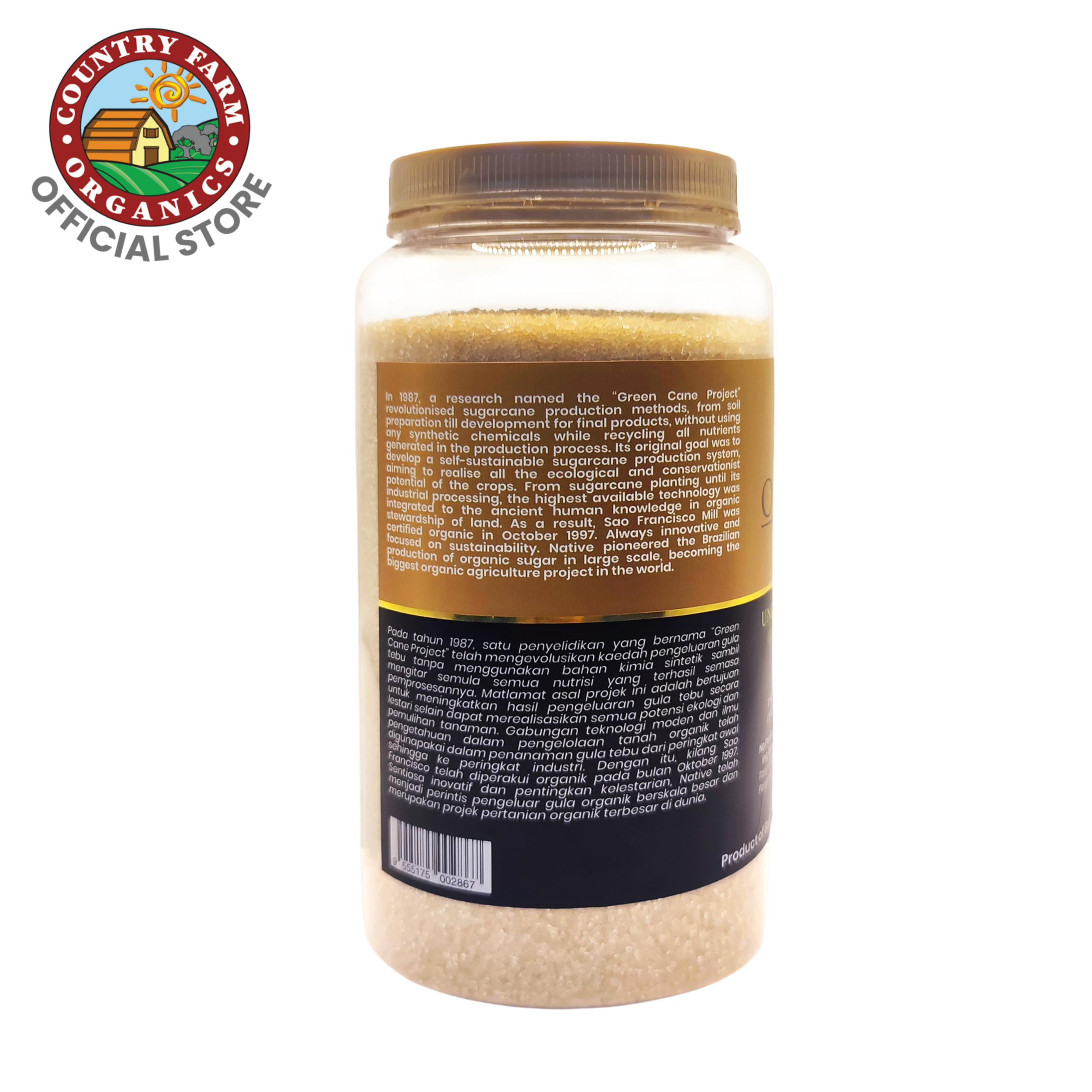 Organic Raw Cane Sugar - Canister (900g) - Image 3