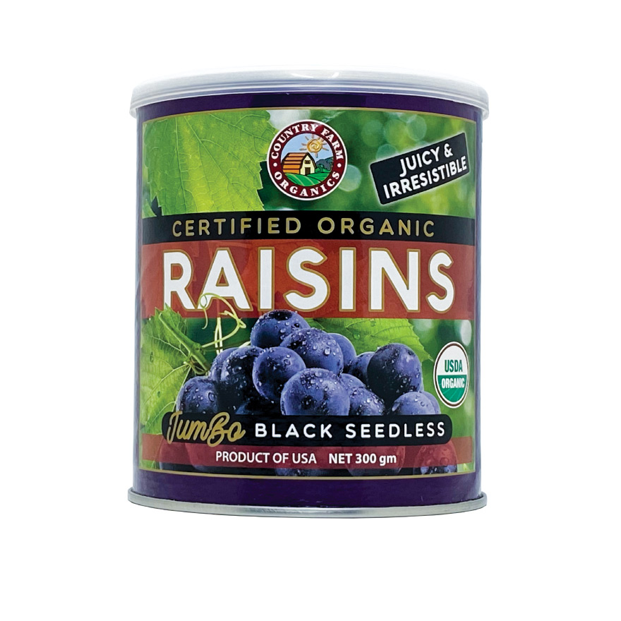 Certified Organic Dried Black Raisins (300g)